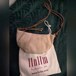 Tan Suede Crossbody Bag With Brown Strap Soft Shell Dust Bag Included